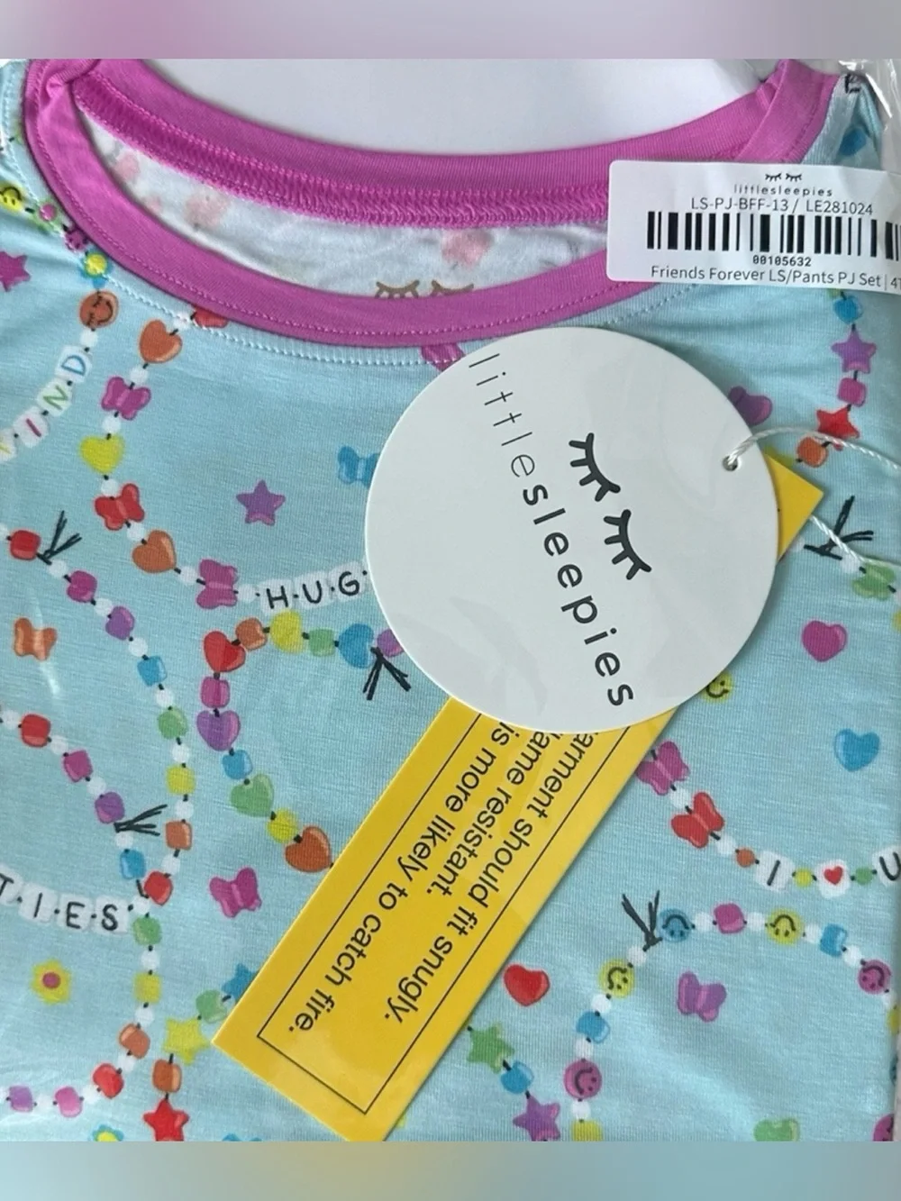 Little Sleepies Friends Forever Bamboo Pajama Set 2 Piece Girls Size 4T NWT